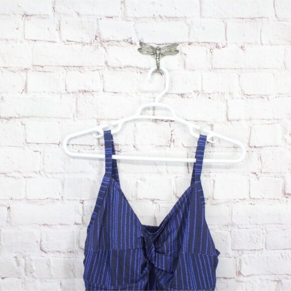 LL Bean Shaping Swimwear Tankini Top Darkest Navy Cobalt Dot Stripe 22W - Picture 2 of 9